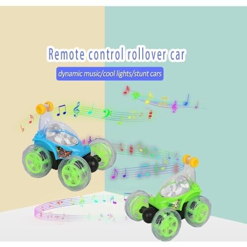 Rechargeable Rollover 360° Rotating Stunt Car With Light Music Kid Toy Remote Control Car