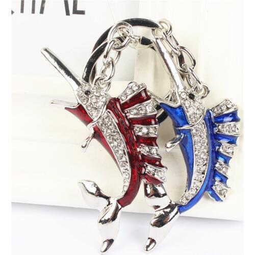 Shark Fish Pendant Charm Rhinestone Crystal Purse Bag Keyring Key Chain Accessories Wedding Party Holder Keyfob Gift