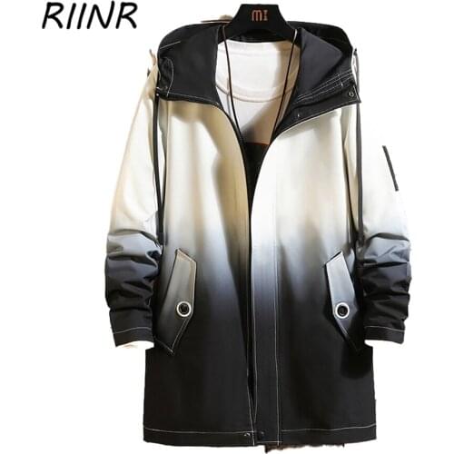 RIINR Men's Hooded Trench Coats
