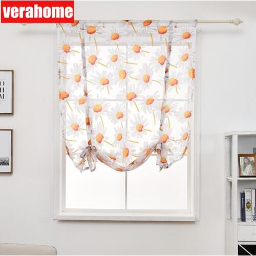 Sunflower Roman curtains for short kitchen curtains sheer fabric panel Treatments window floral