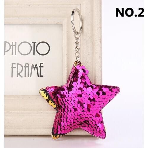Women Star Acrylic Move Sequin Pentagram Keychain Girlfriend Couple Gift Girl Backpack Pendant Key Ring Christmas Gifts