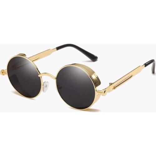 Classic Gothic Steampunk Sunglasses Luxury Brand Designer High Quality Men and Women Retro Round Metal Frame Sunglasses UV400