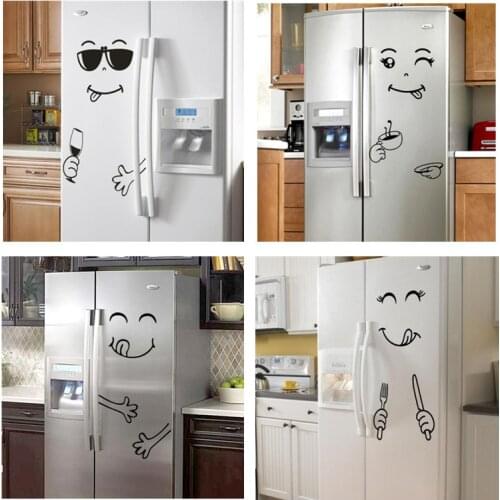 Fridge Vinyl Wall Art Sticker Cute Sticker Refrigerator Happy Delicious Smile Face Art Wall Decals Room Decoration
