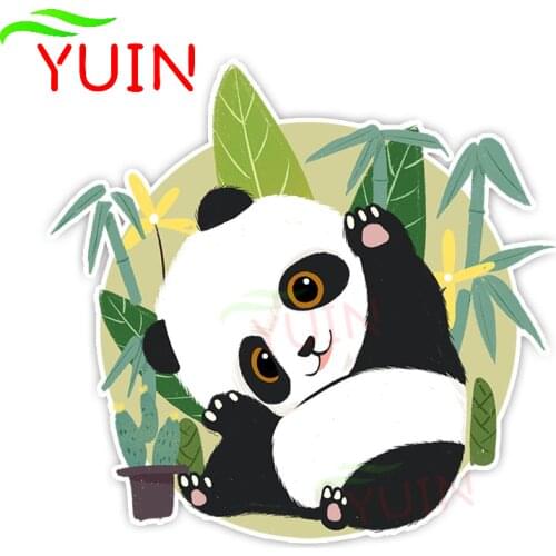 Fashion Car Sticker Cute Panda Cartoon Bamboo Leaf Decals PVC Bumper Window Decoration Accessories Waterproof Decal 16*15cm