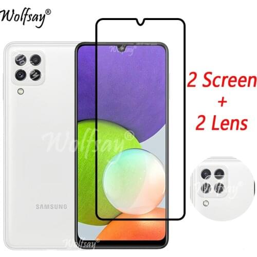 Full Cover Tempered Glass For Samsung Galaxy A22 Screen Protector For Samsung A22 Camera Glass For Samsung A22 A 22 4G Glass 6.4