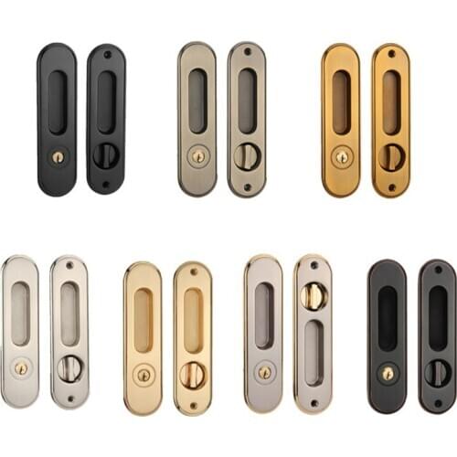 1set Sliding Door Lock Hidde Handle Interior Anti-theft Latch Bathroom Living room Hotel Room Balcony Door Furniture Hardware