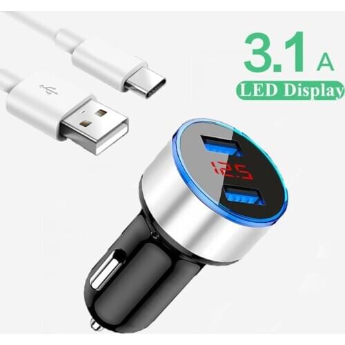 For Xiaomi Mi Poco X3 NFC 10T Lite A2 A3 9SE 8 9 Redmi 9T 8A 9 Mobile Phone Car USB Charger 3.1A Fast Charging USB Type-c Cable