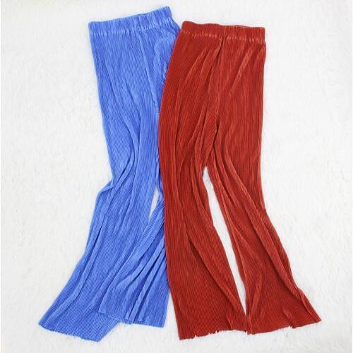 Summer Womens Pants Pleated Wide Leg Pants Loose Casual Long Streetwear Trousers Pantalones Mujer Elastic Waist Pantalon Femme
