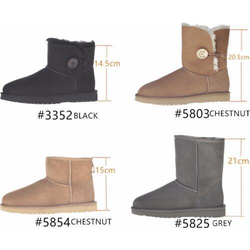 100% Genuine Sheepskin Leather Snow Boots Natural Fur Winter Boots Waterproof Warm Wool Boots Women boots 5803