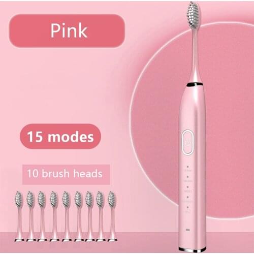 Sonic Electric Toothbrush Rechargeable Sonic Toothbrush for Adult IPX7 Waterproof Fast Charge Brush with Replacement Heads Set