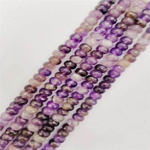 1 Strand 5x8mm Natural Purple Amethyst Facet Wheel Loose Beads DIY Fashion Jeawelry Making Accessories Unisex 15.5"