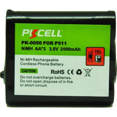 1Pcs PKCELL Ni-MH Battery Pack AAA 2000mAh 3.6V Cordless Phone Battery Replacement For P511 HHR-P402 KX-TG2730 TG5100B