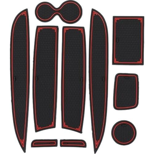 10Pcs Door Groove Mat for Renault Clio 4 Interior Decoration Anti-Slip Gate Slot Cup Pad Car Styling