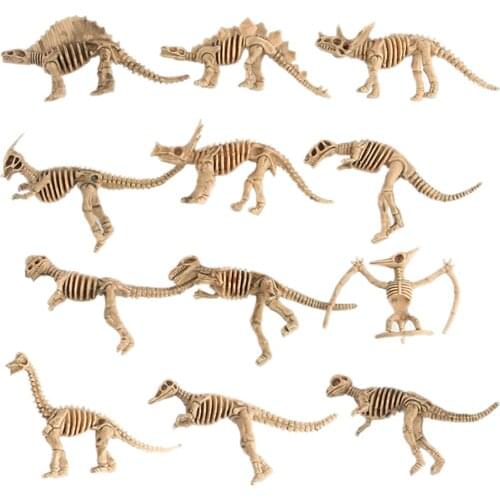 12 Pieces Dinosaur Skeleton Figures Simulation Dinosaur Skeleton Model Figures Kids Toys Desktop Ornaments Collection Decoration