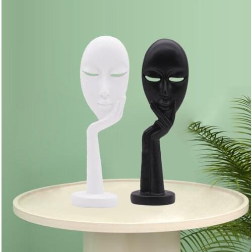 2pcs Modern Abstract Statues Sculpture Resin Modern Artistic Thinker Figure Thinking Man Hand Curved People Sculpture Ornaments