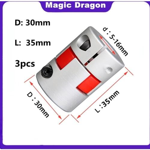 3 PCS D30L35 10*14mm 5/6/6.35/ 8/9.5/10/12/12.7/14/15/16mm High Quality Flexible Plum Shaft Coupling CNC Stepper Motor Coupler