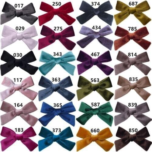 48 pcs/lot , Velvet Handtied Bow Hair Clips for Autumn and Winter, Schoolgirl Velvet Hair Accessories