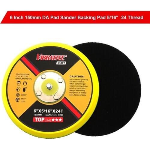 6 Inch 150mm DA Pad Sander Backing Pad 5/16" -24 Thread Hook & Loop Sanding Pad Sandpaper Holder Abrasive Tool Accessories