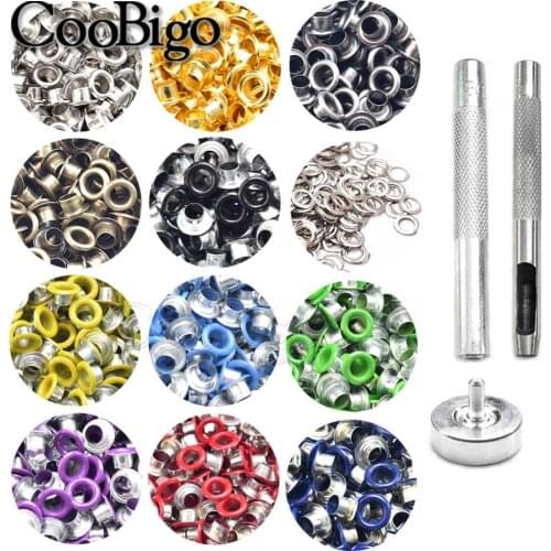 600PCS 5MM Metal Eyelet Buckles & Mounting Tools Grommets Rivets Replacement Colorful Buckle Laces Eye Hole Leather DIY Craft