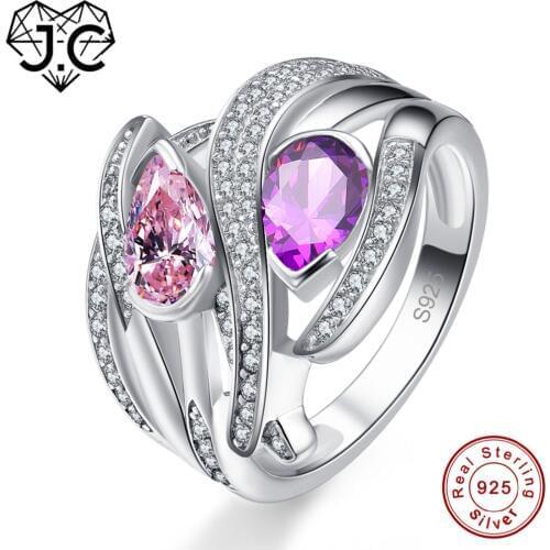 J.C Charms Accessory Amethyst Morganite Citrine Pink White Topaz 925 Sterling Silver Ring Size 6 7 8 9 Wedding Fine Jewelry