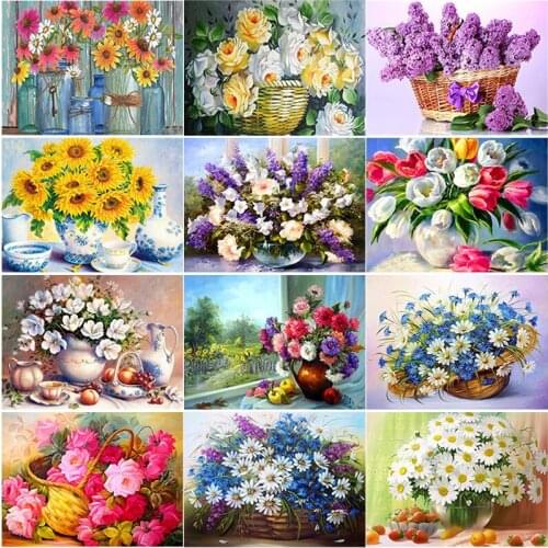 New 5D DIY Diamond Painting Flower Diamond Embroidery Scenery Cross Stitch Crafts Full Square Round Drill Manual Home Decor Gift