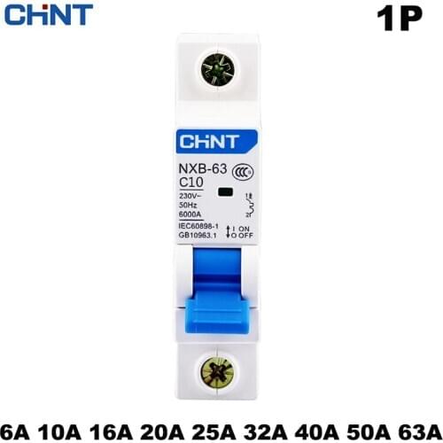 CHINT Mini Circuit Breaker NXB-63 DZ47 1p all size 6A 10A 16A 20A 25A 32A 40A 63A household MCB with indication small air switch