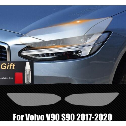 Car LH+RH Smoke TPU Headlights Protective Precut Front Light Film Sticker Cover Trim For Volvo V90 S90 2017-2020 Accessories DIY