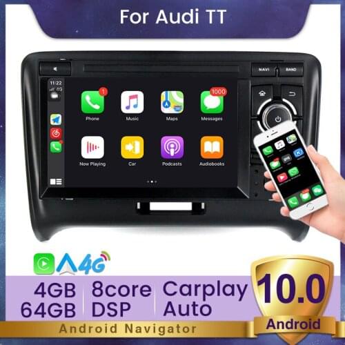 8Core DSP 4GB 64G 2 Din Android 10 Car Multimedia Player For AUDI TT MK2 8J 2006-2014 GPS Navigation Radio DVD Head unit Stereo