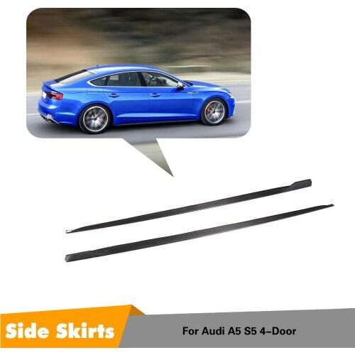 Carbon Fiber Side Skirts Door Flaps Blade for Audi A5 Sline S5 4 Door Fender Aprons 2018 2019