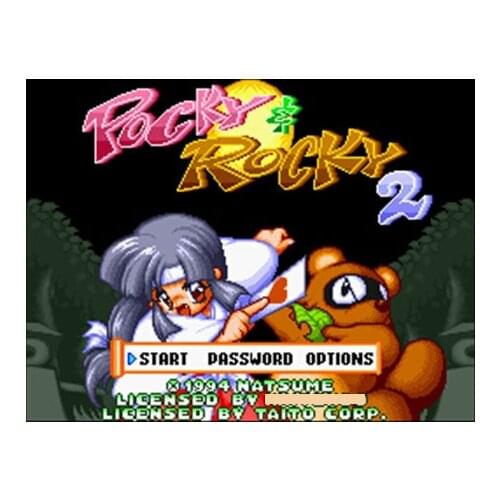 Pocky & Rocky 2 16 bit Big Gray Game Card For USA NTSC Game Player