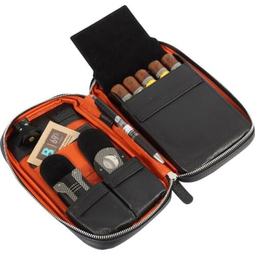 Genuine Leather Cigar Case Travel Business Outdoor Cigar Humidor Box Portable Humidor Bag Cigar Box Fit 5 Cigars