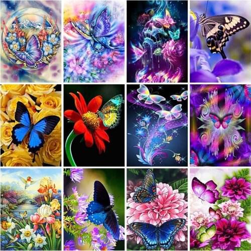Butterfly Flower DIY 5D Diamond Painting Full Round Rhinestone Animal Diamond Embroidery Cross Stitch Kits Home Decor