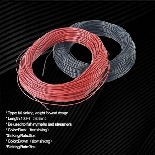 E56D 100 FT 3IPS/6IPS Fly Line Velocity Fly Line Floating Intermediate Sinking, Weight Forward