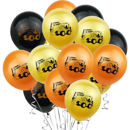 Excavator Construction Vehicle Latex Balloons Truck Vehicle Car Confetti Baloons Boy Happy Birthday Banner Builder Theme Decor