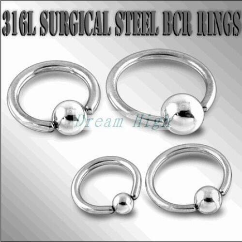 Free Shipping 316L surgical steel BCR Rings fashion Body piercing Jewelry 100pcs/lot Promotional Gift