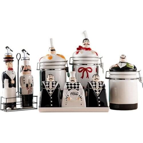 European Style Creative Ceramic Oil Pot Seasoning Set Modern Decoration Household Kitchen Storage Seasoning Box Storage Tank
