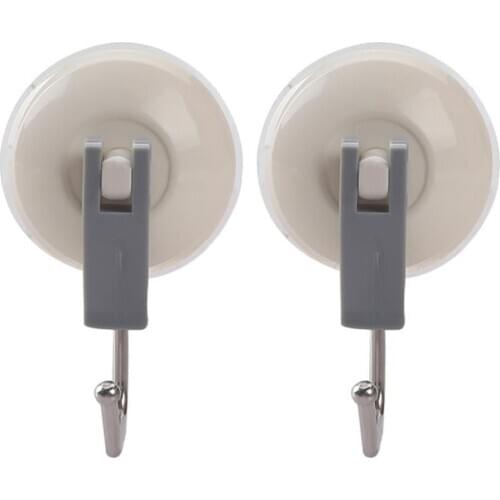 2pcs Round Strong Vacuum Plastic Holder Suction Cup Seamless Hook Hanging Removable Bathroom Kitchen Home Storage Organization