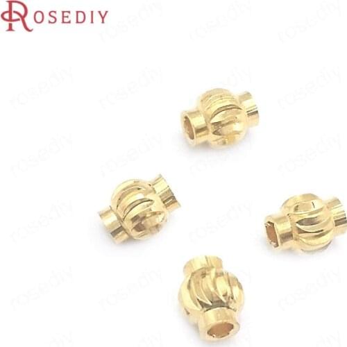 40435)30PCS 3.5MM Height 5MM Hole 2.5MM 24K Gold Color Brass Lantern Shape Bracelets Spacer Beads Diy Jewelry Making Supplies