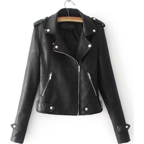 2019 Best-selling Womens Clothing Fashion Slim Jacket Women Coat Lapel High Quality PU Leather Jacket Women Motorcycle Jacket