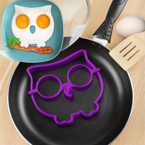 Hot Selling Kitchen Cooking Tools Silicone Owl Fried Egg Mold Egg Ring Shaped Gift Novelty Color Purple