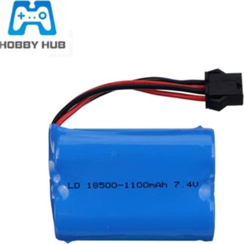 18500 7.4V 1100mAh Lipo battery For UDI 001 UDI001 Huanqi 960 Remote control boat speedboat With SM-4P Plug upgrade 3.7V*2