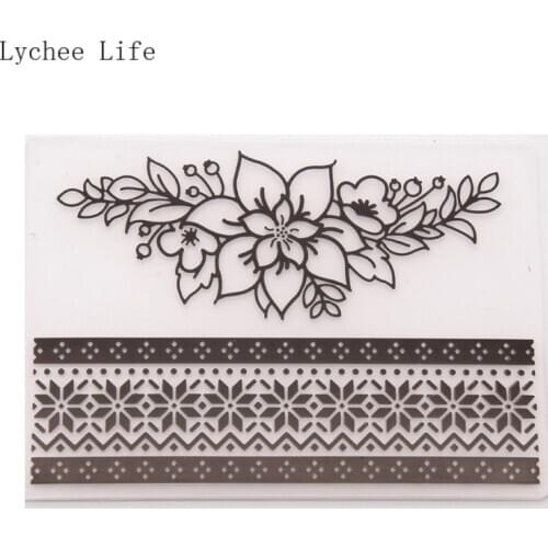 Lychee Life Christmas Flower Plastic Embossing Folders Templates For DIY Scrapbook Photo Album Card Making Home Decoration