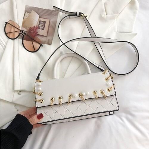 High Quality Simple Embroidery Thread Small Square Bag 2021 Autumn New Fashion Lady Luxury Chain Braided Single Shoulder Bag