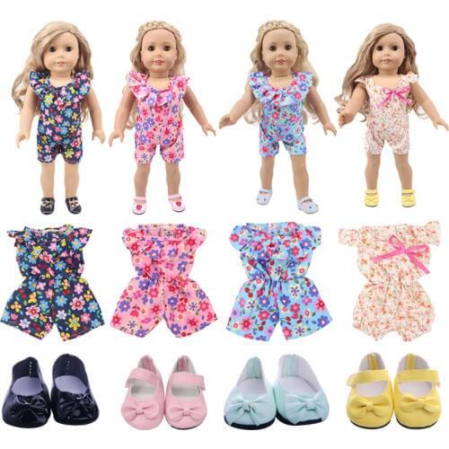 Little Fresh Little Floral Jumpsuit Fit 18 Inch American 43cm Baby Doll Clothes Accessories, The Best Christmas Gift For Childr