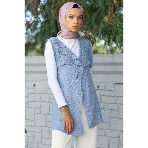 Mint Asymmetrical Knitted Womens Knitwear Vest Muslim Islamic Stylish 5 Different Colors abayas muslim sets modest clothing tu