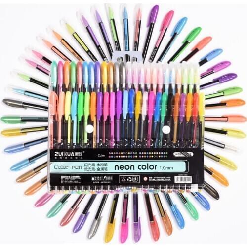 48 Colors Gel Pens Set Refill Pastel Neon Metallic Glitter 1.0MM Sketch Manga for Adult Coloring Drawing School Stationery