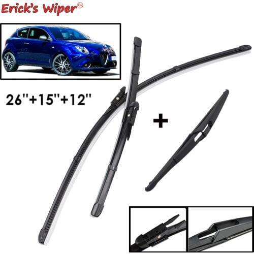 Ericks Wiper Front & Rear Wiper Blades Set For Alfa Romeo MiTo 2008 - 2018 Windshield Windscreen Front Rear Window 26"15"12"