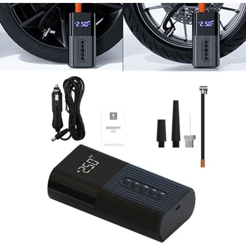 Tire Inflator Portable Air Compressor for Car with Digital Pressure Gauge LED Light Mini Rechargeable Electric Air Pump T3EF