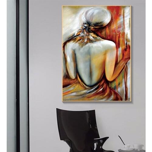 Wall Art Canvas Painting Poster Modular Picture Sexy Woman Bare Back Body Abstract Characters Home Living Room Decoration