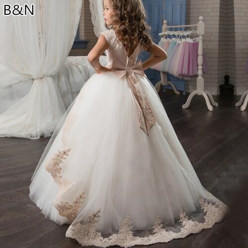 2019 New Childrens Wedding Dress Flower Girl Dresses Performance Piano Birthday Party Banquet Ball Gown White